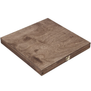 Holzkiste mit Klappdeckel 35 x 35 x 3,5 cm in Eiche Dunkel
