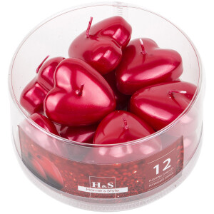 Schwimmkerzen als Herzen, 12er-Set, Metallic-Rote...