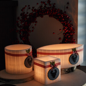 Windlicht aus Wachs, Lampion mit 2 Teelichter zu Weihnachten