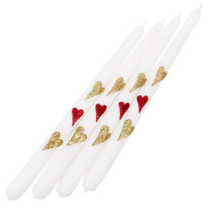Tafelkerzen mit 3D Herzen, Hochzeitskerzen 4er-Set...
