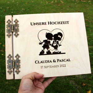 Holzgästebuch Ecru Seiten beschreibbar