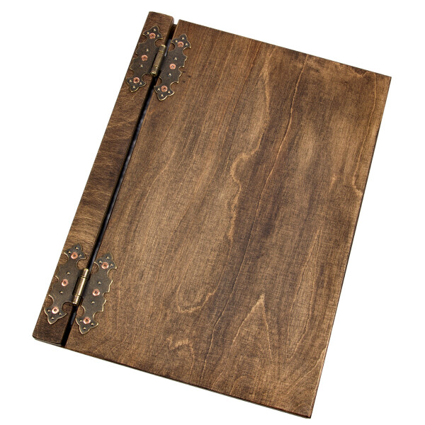 Holz Speisekarte DIN A4 in Eiche Dunkel