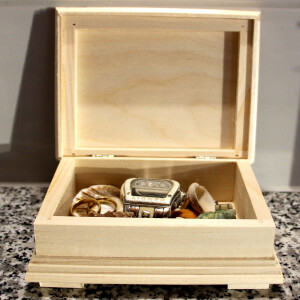 Kiste mit Deckel, Schmuckkiste aus Holz, unbehandelt,...