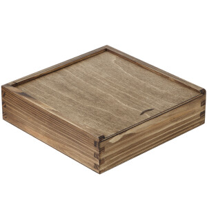 Quadratische Holzkiste, Schiebedeckel, USB-Fach,...