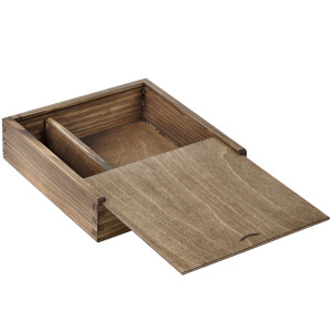 Quadratische Holzkiste, Schiebedeckel, USB-Fach,...