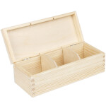 Tee-Box, Teekiste, Kleinteile-Kiste aus Holz mit 3 Fachtrennern, 22,5 x 9,5 x 8 cm