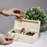 Tee-Box, Teekiste, Kleinteile-Kiste aus Holz mit 3 Fachtrennern, 22,5 x 9,5 x 8 cm