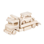 Zwei Holzautos, Abschleppwagen und Pkw aus Holz, 29 × 9 × 12 cm