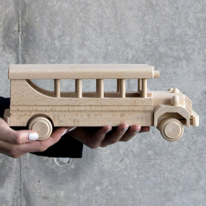 Holzauto, Bus aus Vollholz, Schulbus...