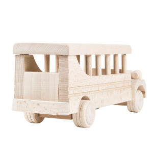 Holzauto, Bus aus Vollholz, Schulbus 29 × 10 × 11 cm