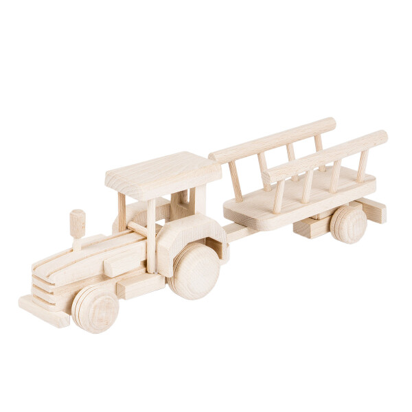 Traktor mit Anhänger, Bauernhof Holz Kinderspielzeug, 34 × 7 × 10 cm