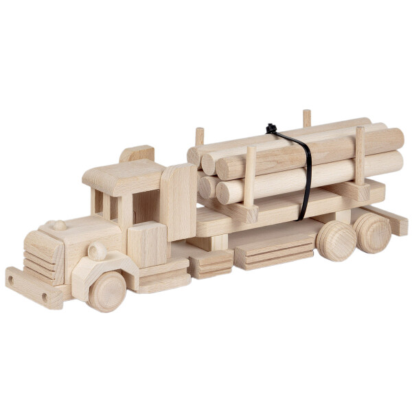 Lkw als Holzspielzeug mit Holzbalken, 37 × 8 × 12 cm