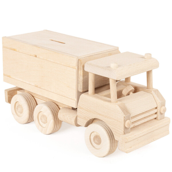 Holz-Lkw, große Sparbüchse als Spielzeugauto, 32 × 12 × 16 cm