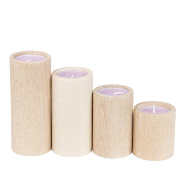 Runde Holz Teelichthalter im 4er-Set als Adventskranz